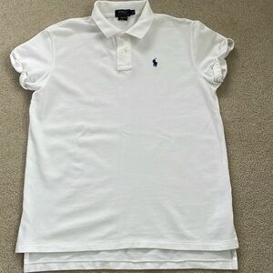 Women’s white Ralph Lauren boyfriend polo shirt. 
Size M